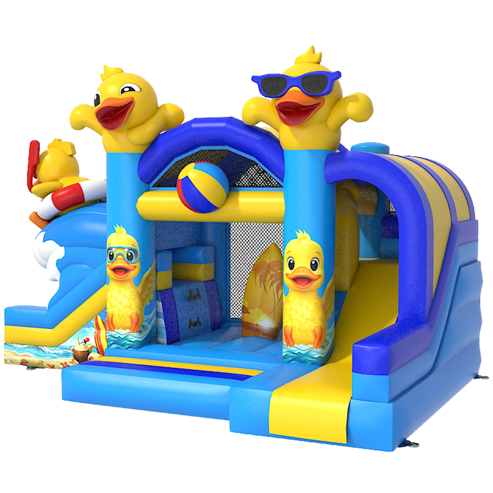 Château Gonflable avec 2 Toboggans 3D Canard
