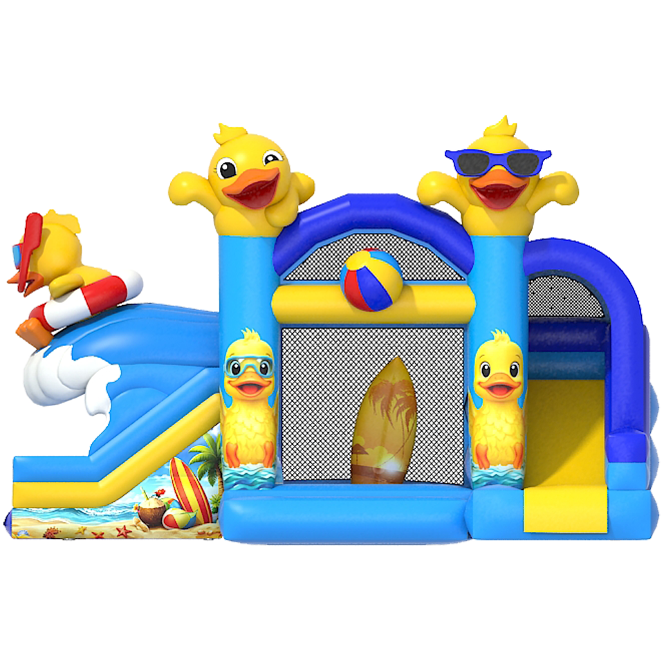 Château Gonflable avec 2 Toboggans 3D Canard