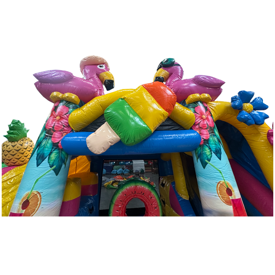 Hüpfburg mit 2 Rutschen 3D Flamingo
