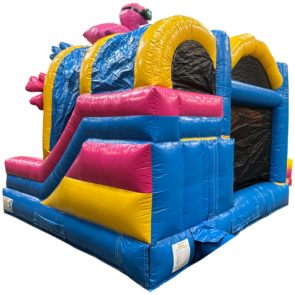 Hüpfburg mit 2 Rutschen 3D Flamingo