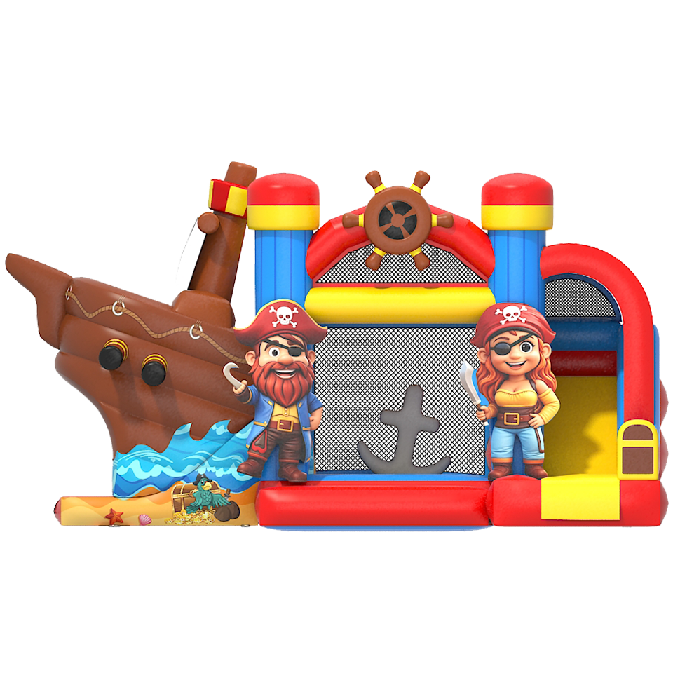 Château Gonflable avec 2 Toboggans 3D Ferme