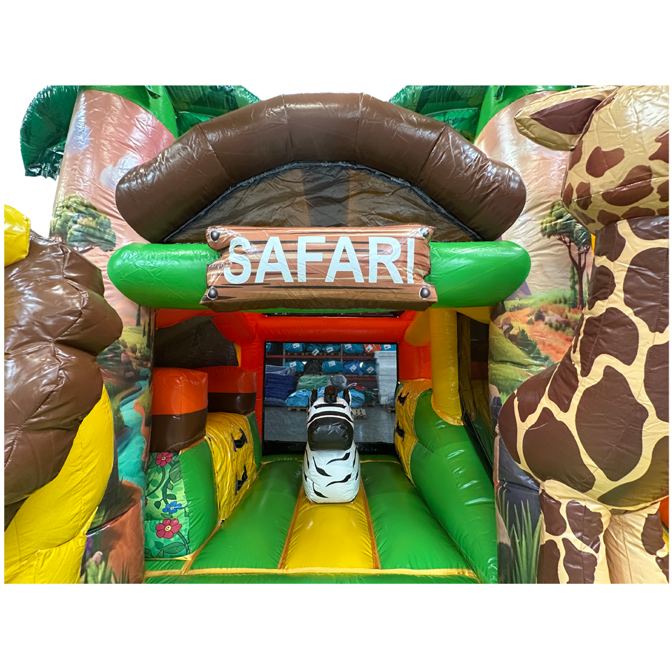 Springkasteel met 2 Glijbanen 3D Safari