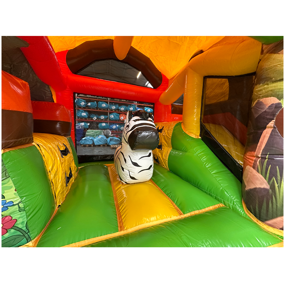 Springkasteel met 2 Glijbanen 3D Safari