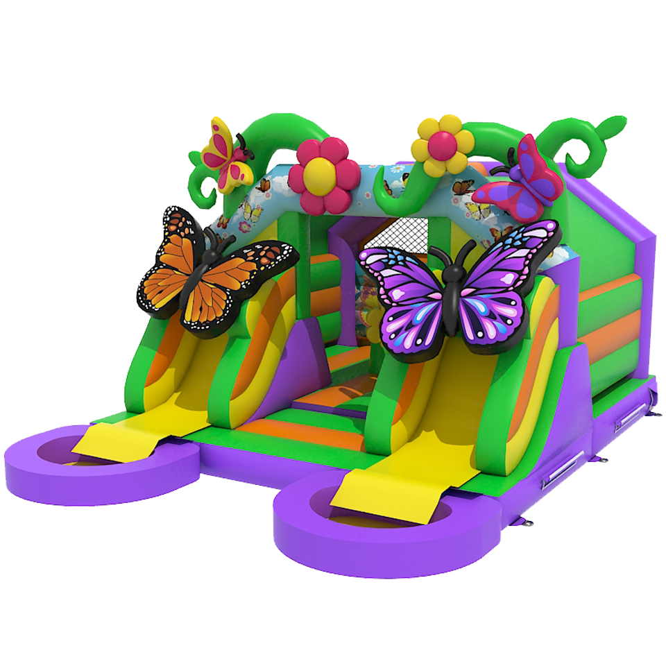 Combo Midi 2 Glijbanen Vlinder Springkasteel