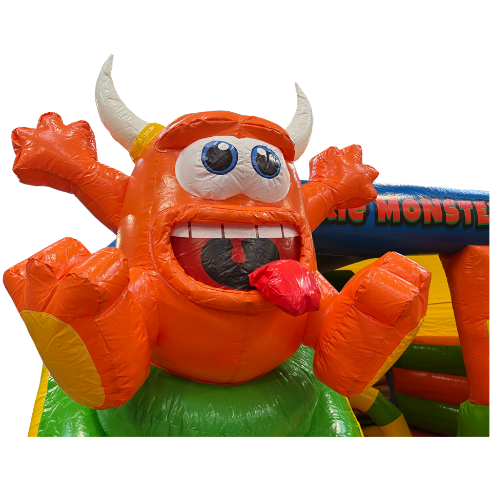 Combo Midi 2 Glijbanen Cookie Monster Springkasteel Zonder Zwembadjes