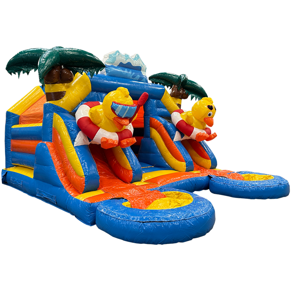 Combo Midi 2 Glijbanen Eend Springkasteel