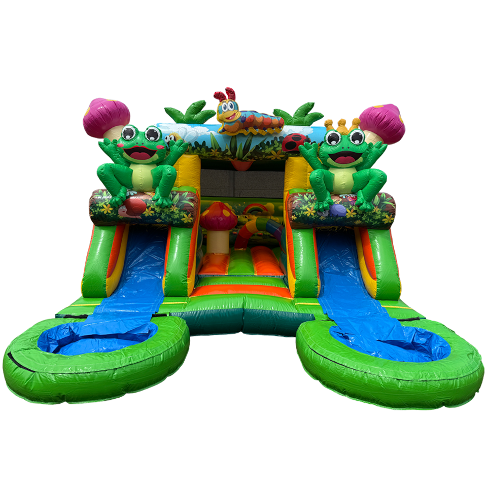 Combo Midi 2 Glijbanen Kikker Springkasteel