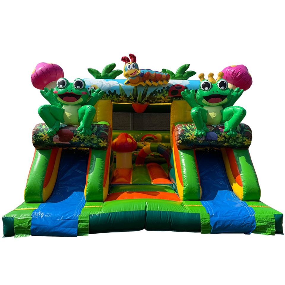 Combo Midi 2 Glijbanen Kikker Springkasteel