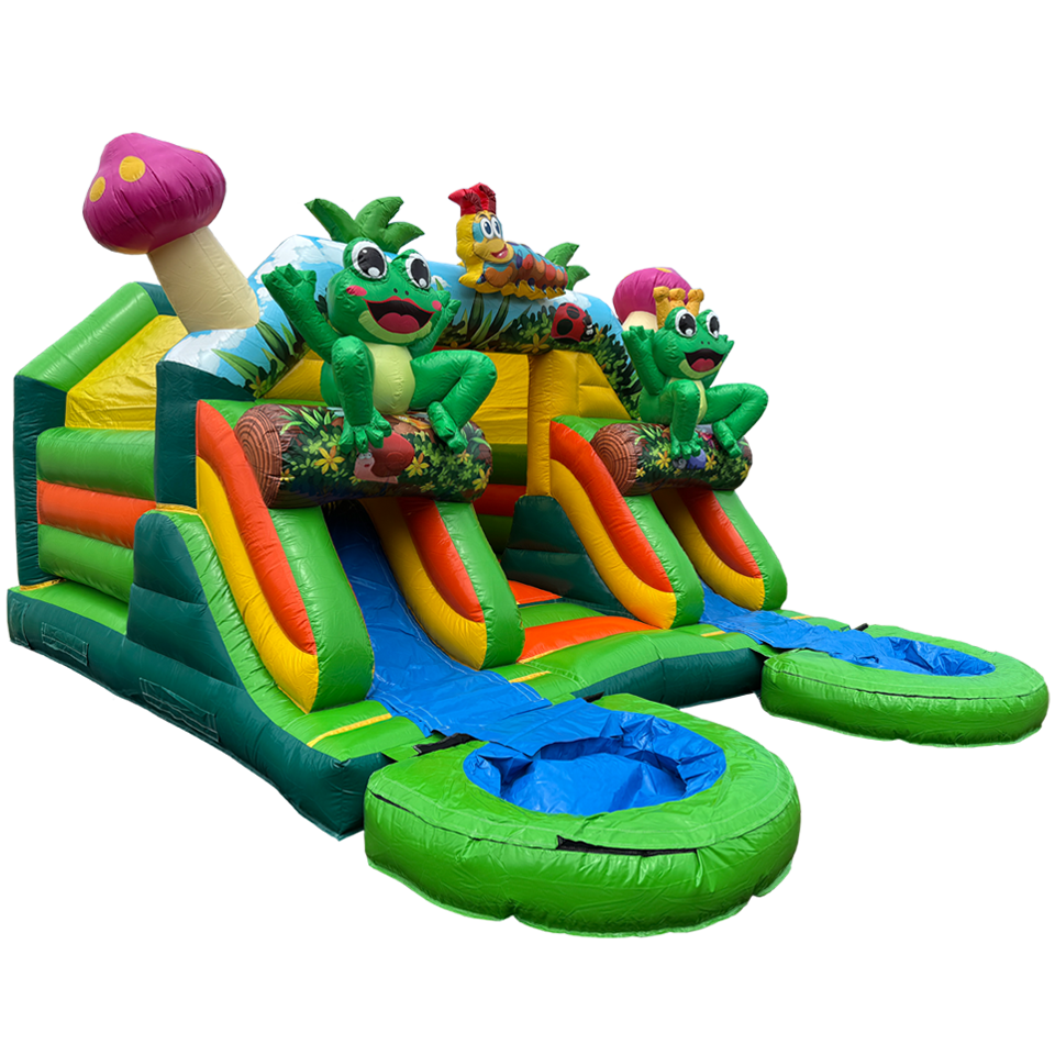 Combo Midi 2 Glijbanen Kikker Springkasteel