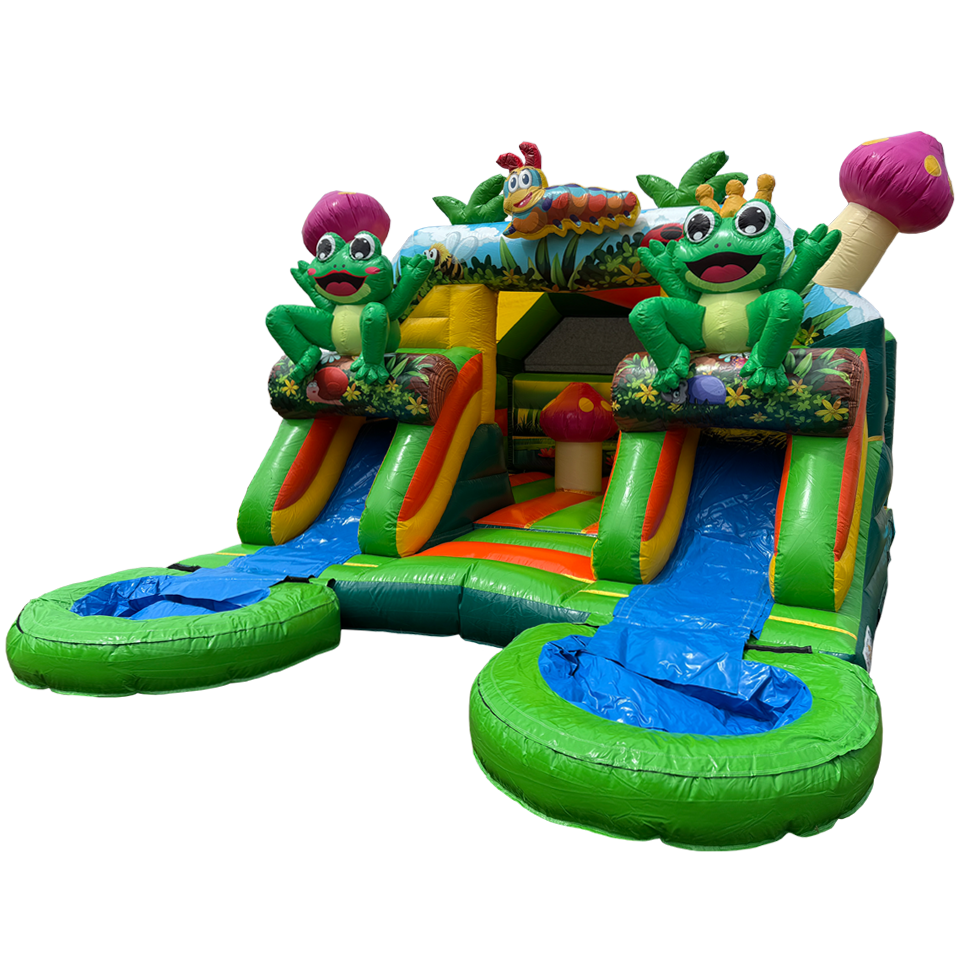 Combo Midi 2 Glijbanen Kikker Springkasteel