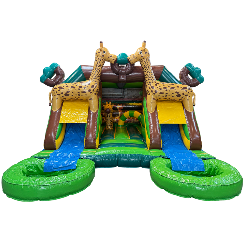 Combo Midi 2 Glijbanen Giraf Springkasteel