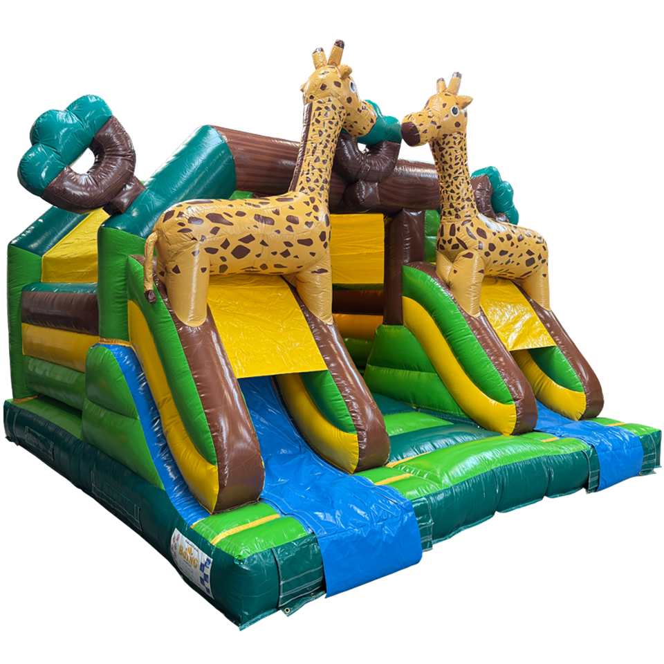 Combo Midi 2 Glijbanen Giraf Springkasteel