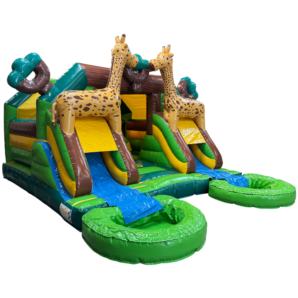 Combo Midi 2 Glijbanen Giraf Springkasteel
