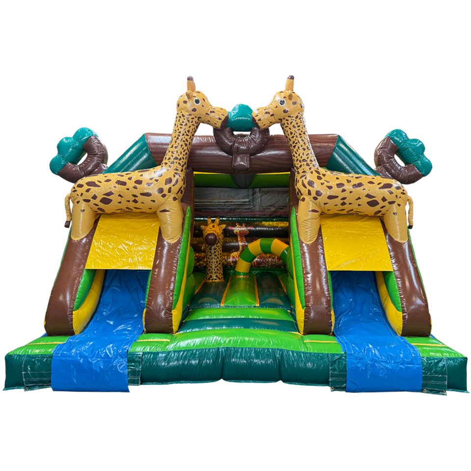 Combo Midi 2 Glijbanen Giraf Springkasteel