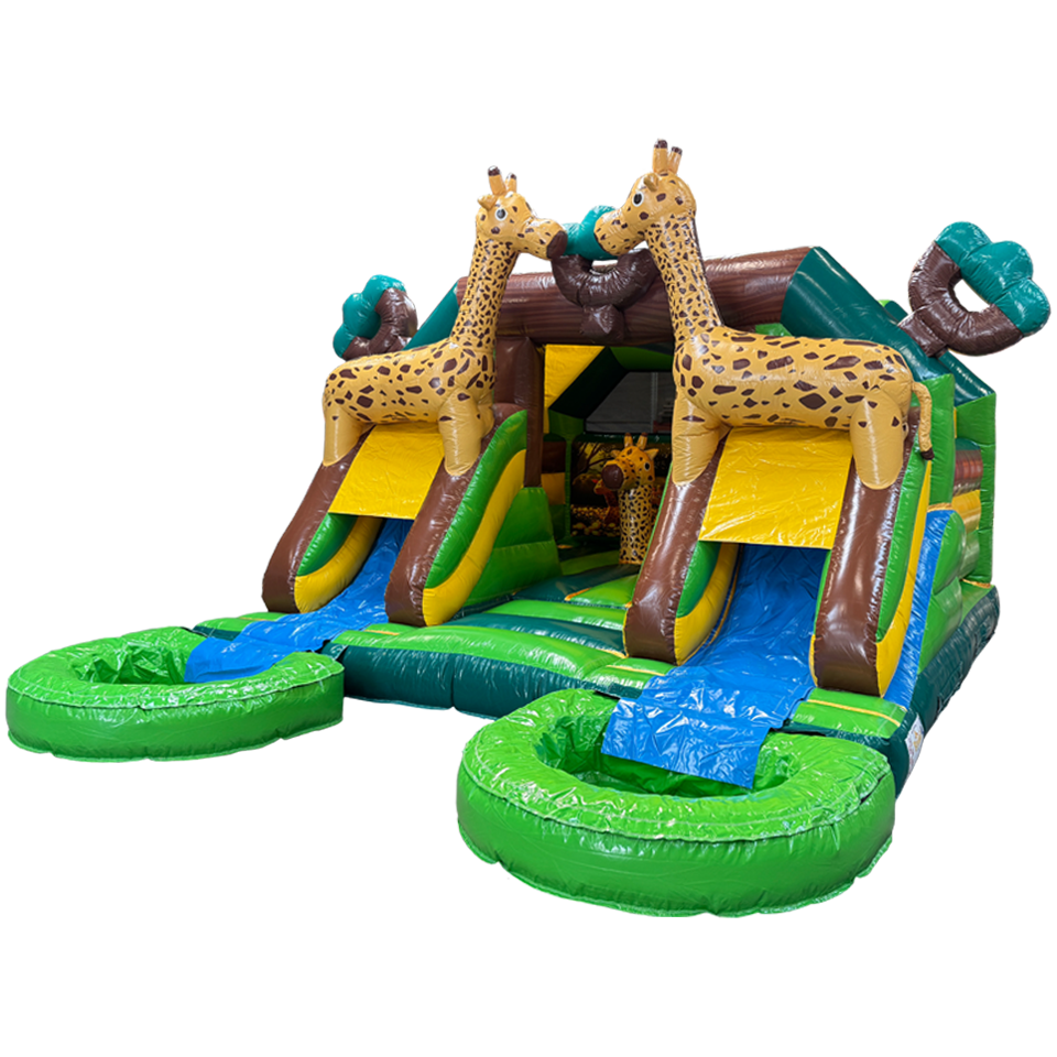 Combo Midi 2 Glijbanen Giraf Springkasteel