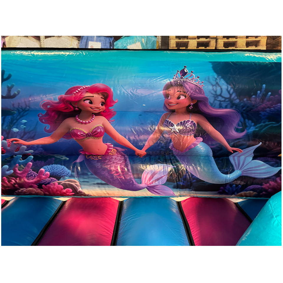 Combo Midi 2 Glijbanen Glitter Zeemeermin Springkasteel