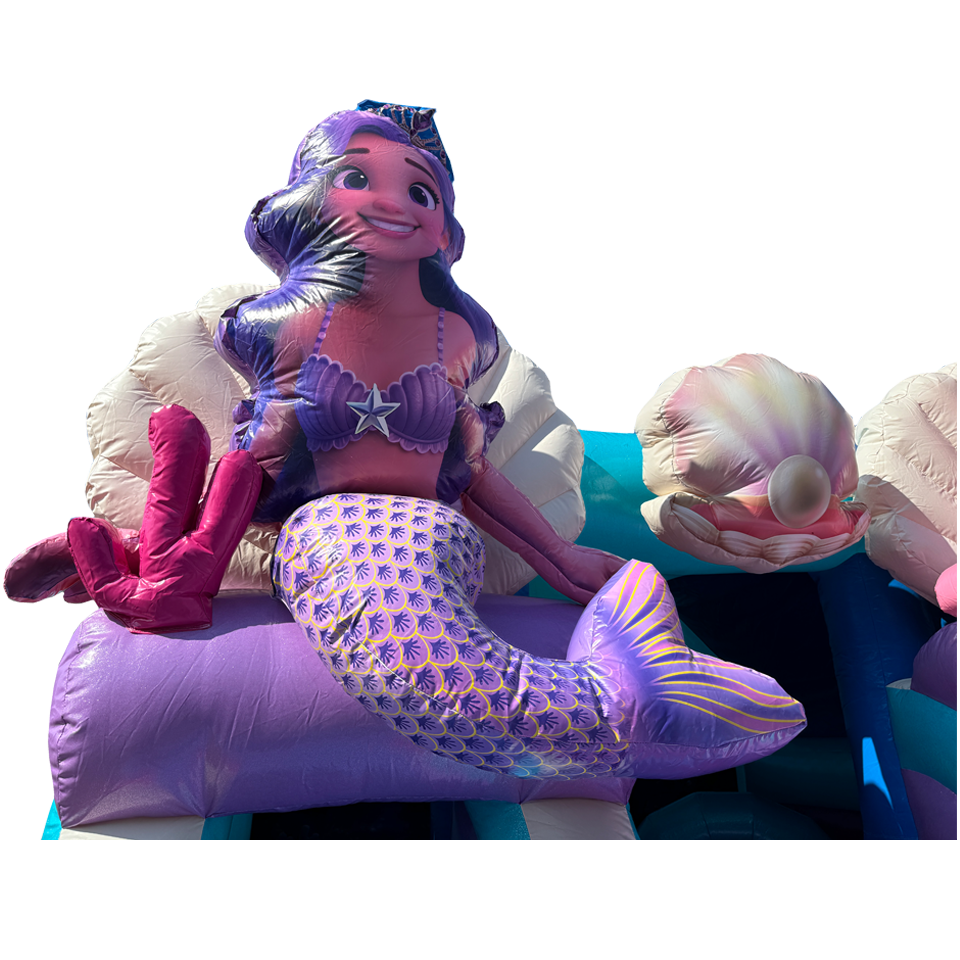 Combo Midi 2 Glijbanen Glitter Zeemeermin Springkasteel