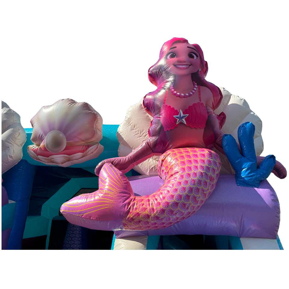 Combo Midi 2 Glijbanen Glitter Zeemeermin Springkasteel