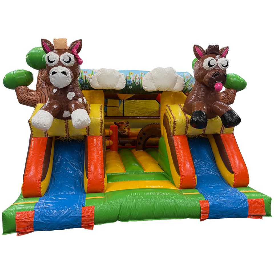 Combo Midi 2 toboggans chevaux château gonflable