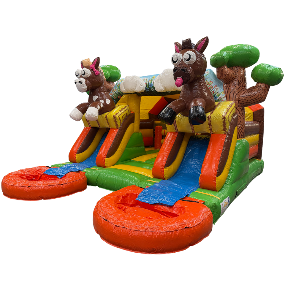 Combo Midi 2 toboggans chevaux château gonflable