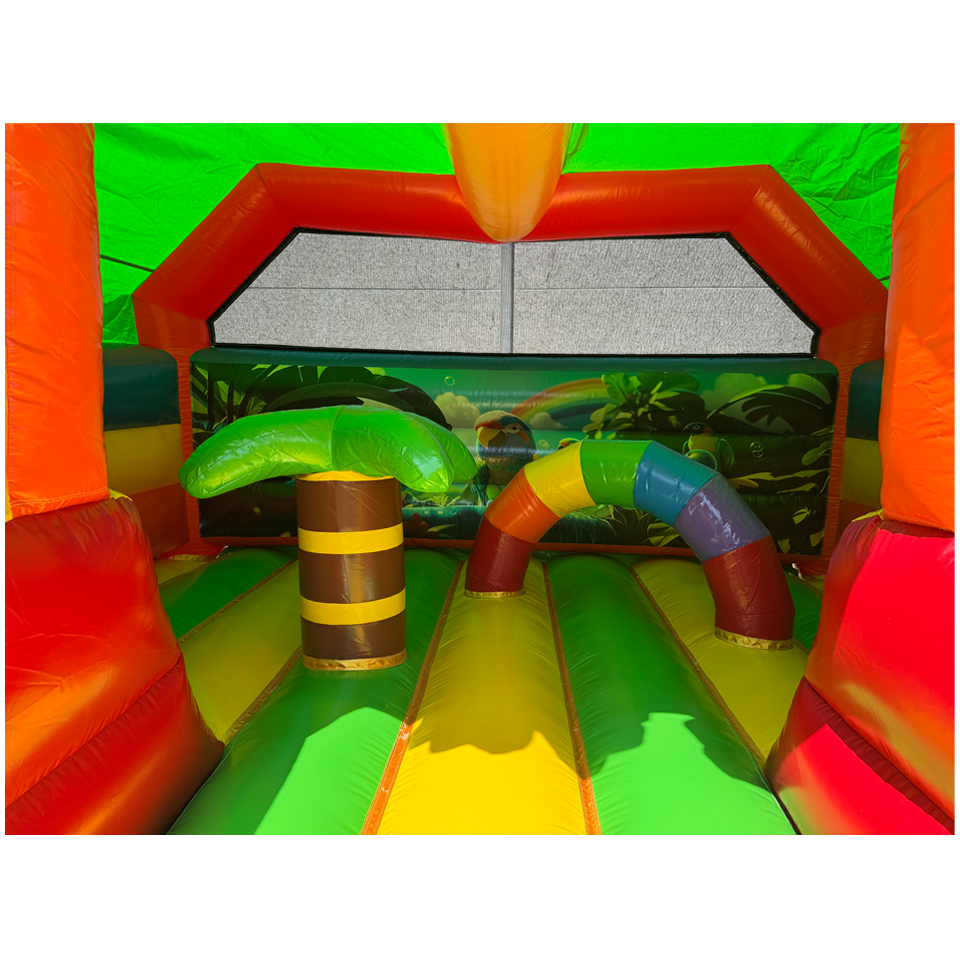 Combo Midi 2 Glijbanen Papegaai Springkasteel