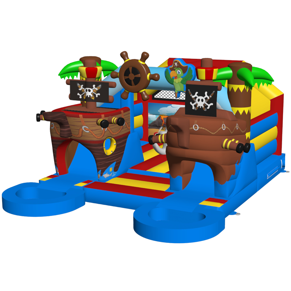 Combo Midi 2 Glijbanen Piratenboot Springkasteel