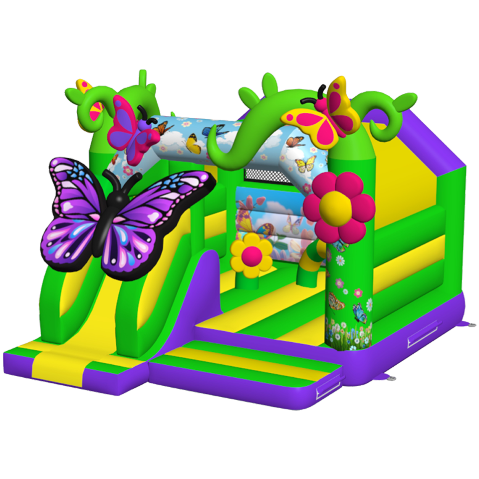 Combo Midi 3D Vlinder Springkasteel Met Obstakel