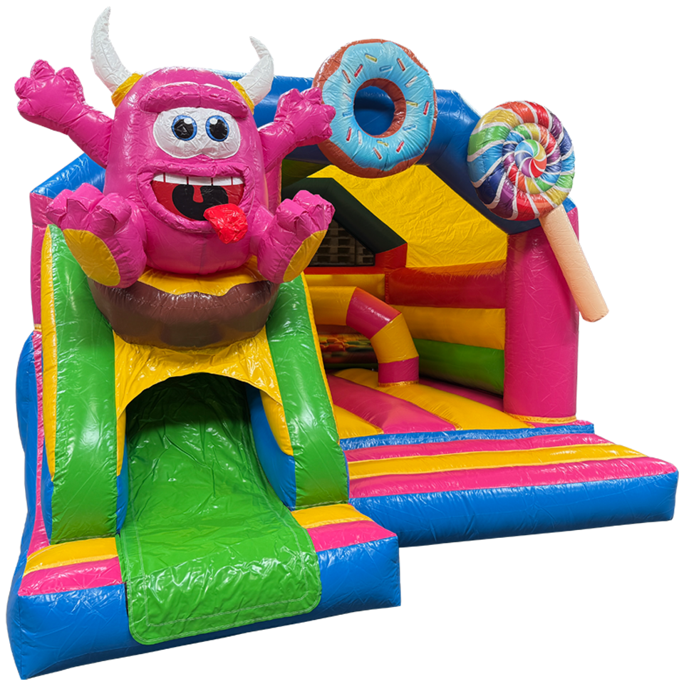 Combo Midi 3D Cookie Monster Fushia Springkasteel Met Obstakels