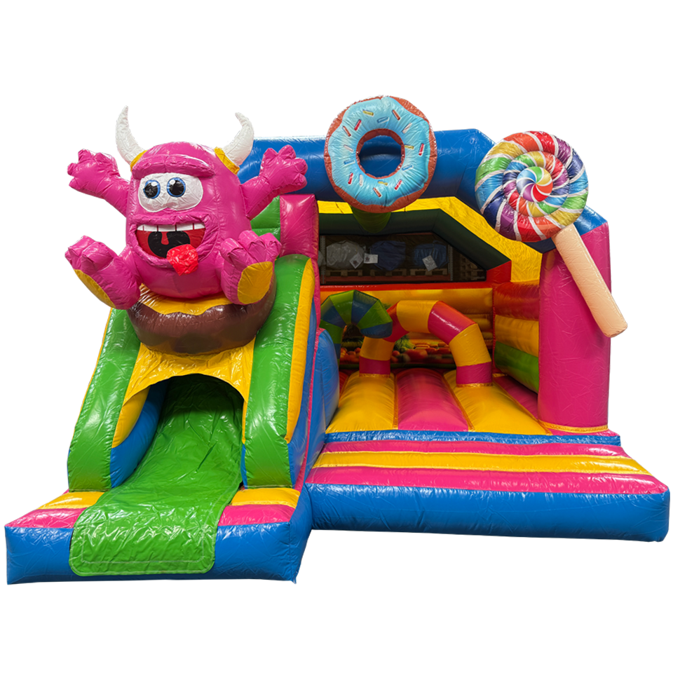 Combo Midi 3D Cookie Monster Fushia Springkasteel Met Obstakels