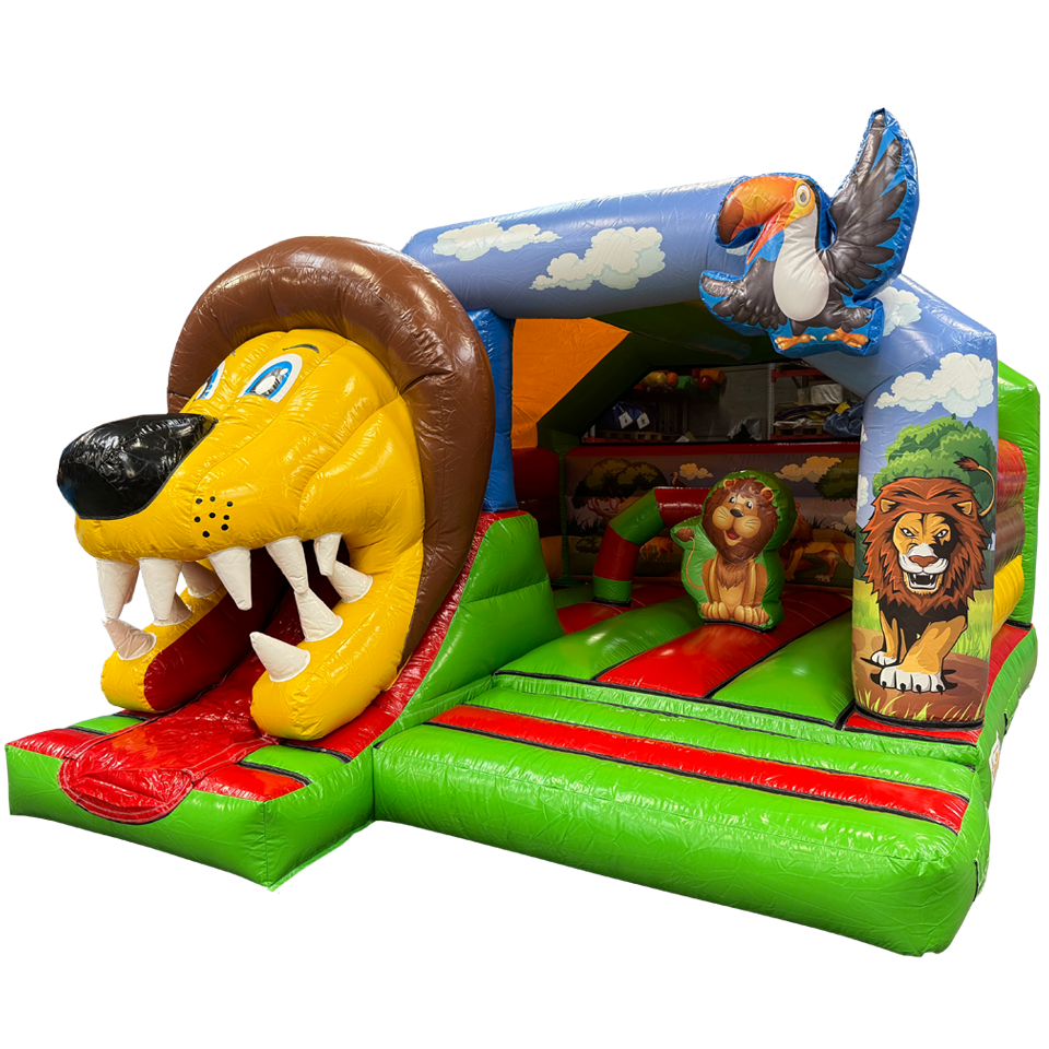 Mii Inflatable Combo Midi 3D Lion Inflatable With Obstacles - Boing Inflatables