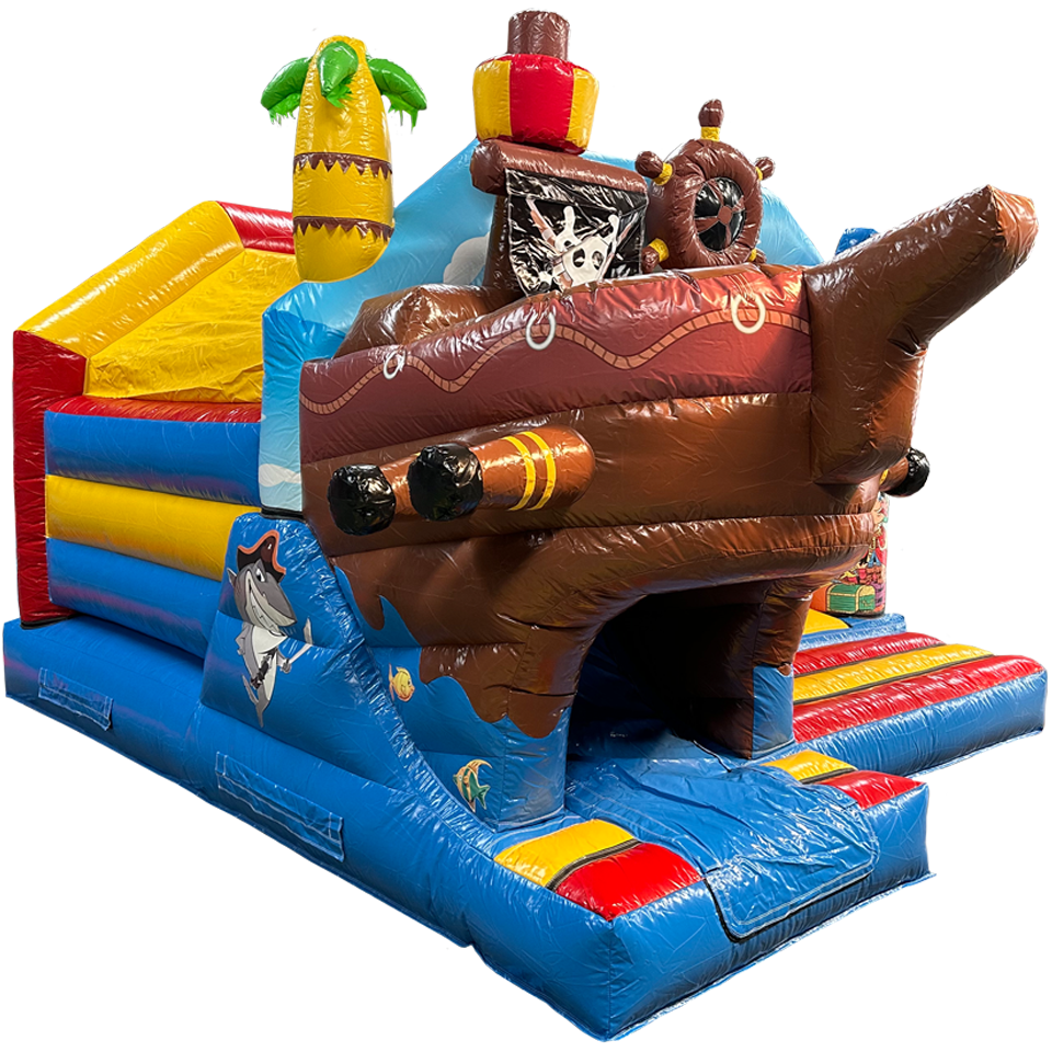 Château Gonflable Midi 3D Pirate Boat With Obstacles 