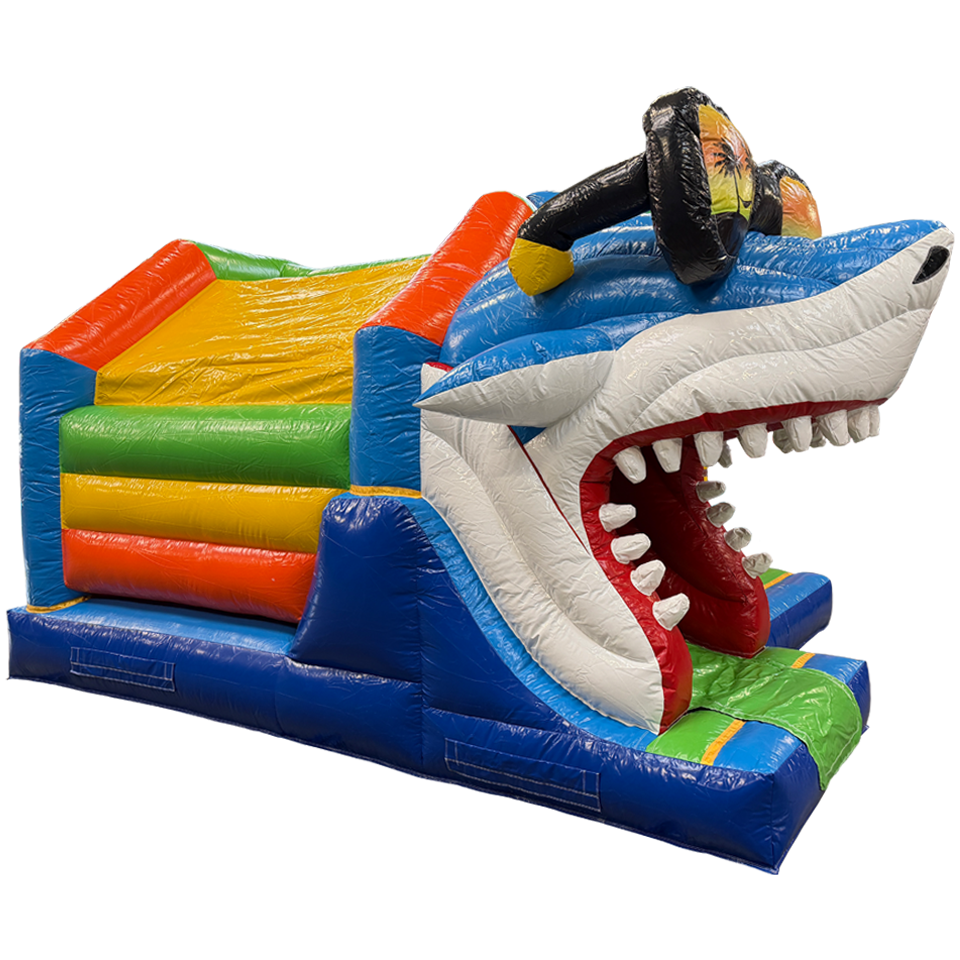 Combo Midi 3D Surfing Haai Springkasteel Met Obstakel