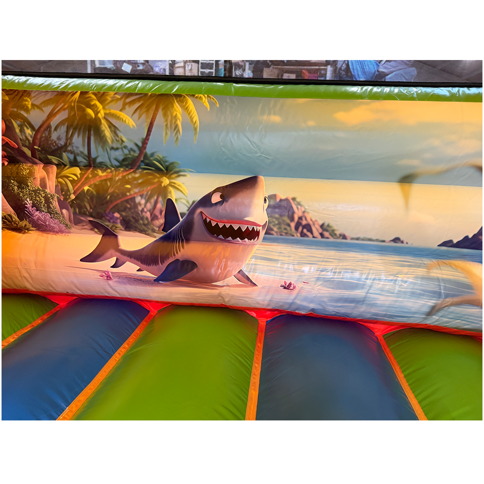 Combo Midi 3D Surfing Haai Springkasteel Met Obstakel