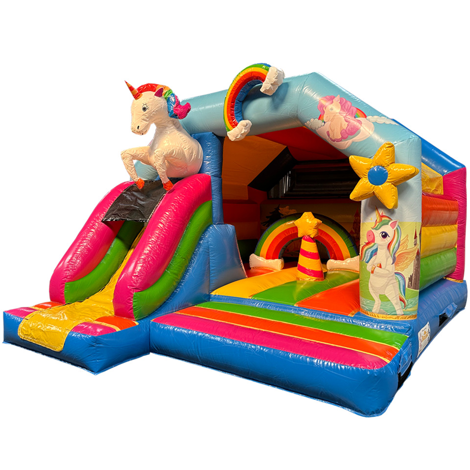 Combo Midi 3D Licorne Avec Obstacles Château Gonflable