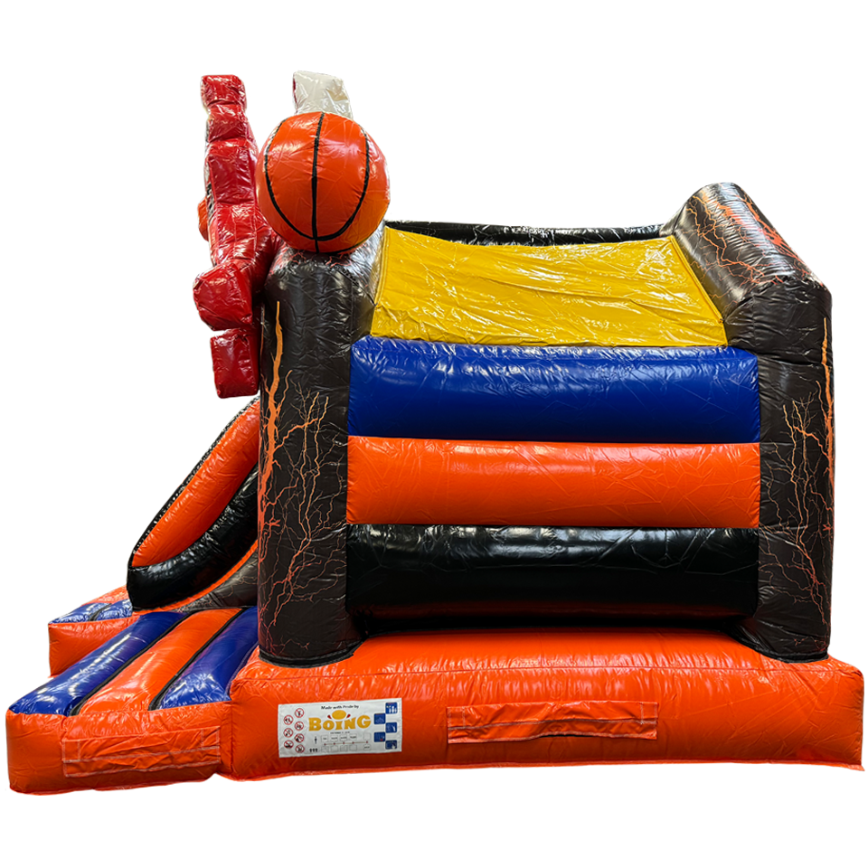 Château Gonflable avec panier latéral et ballon de basket gonflable