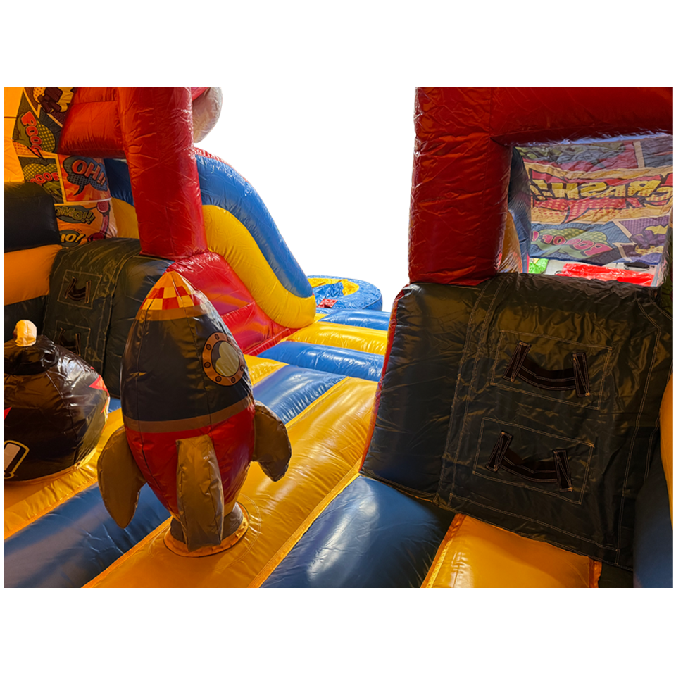 Combo Midi 2 Glijbanen Comic Springkasteel