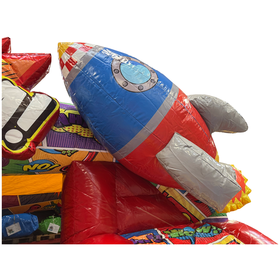 Combo Midi 2 Glijbanen Comic Springkasteel