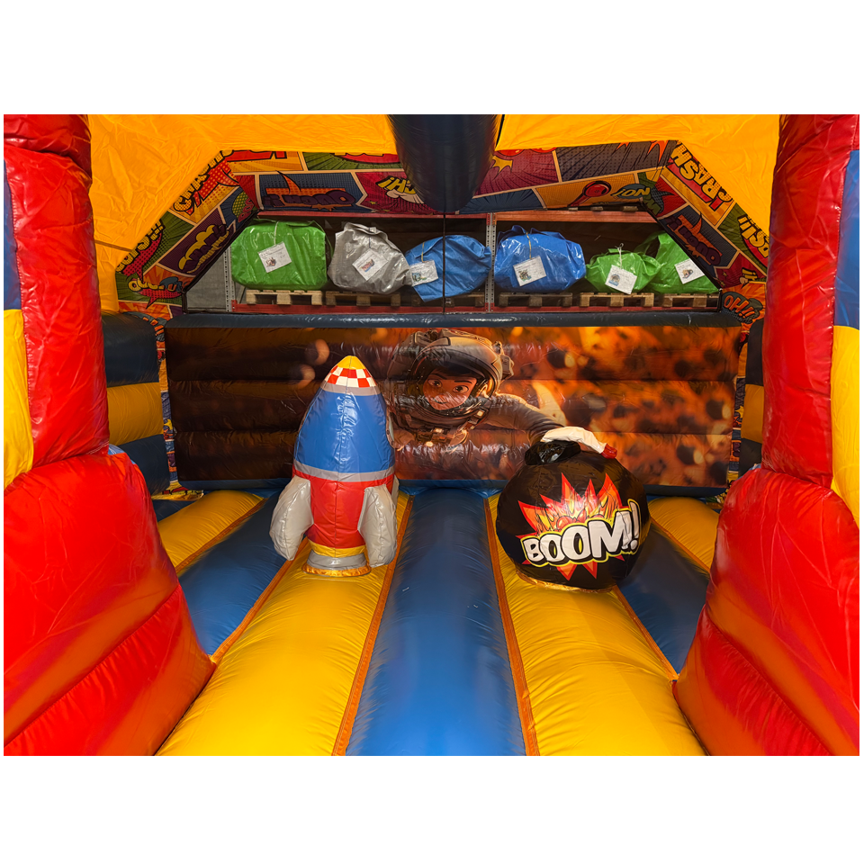 Combo Midi 2 Glijbanen Comic Springkasteel