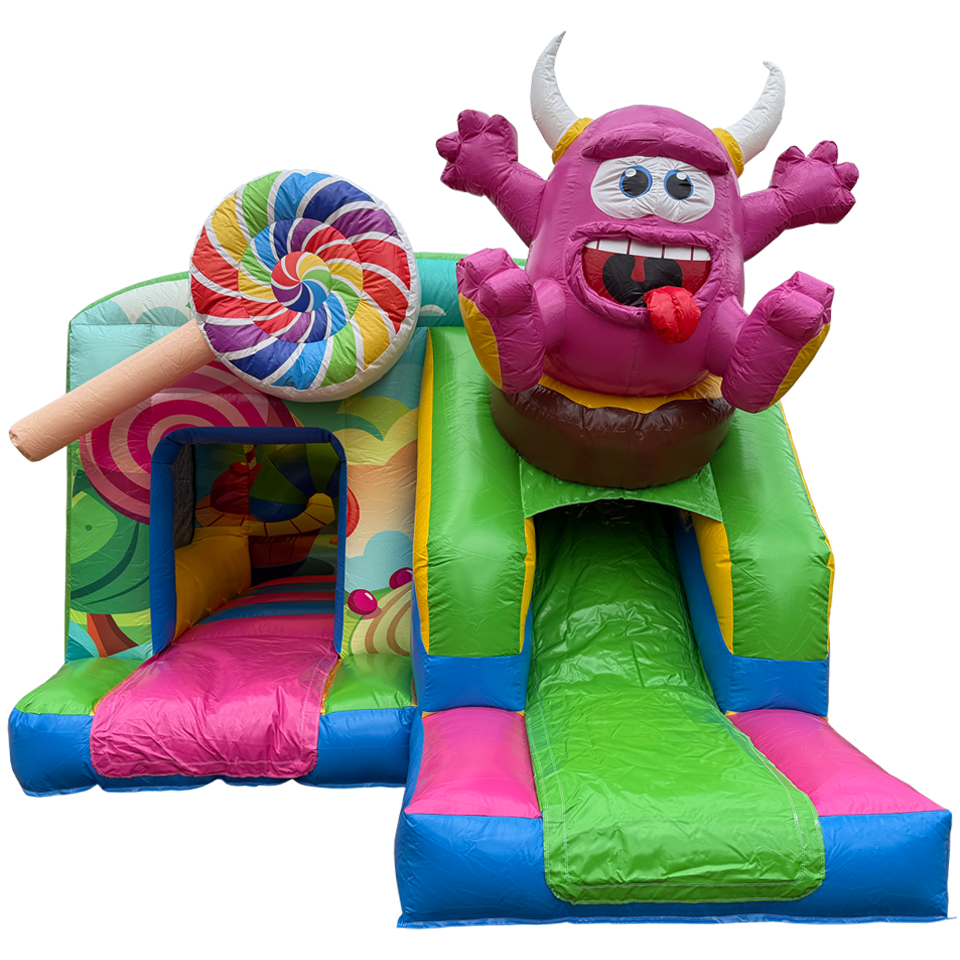 Château gonflable Funbox Midi Cookie Monster Fuchsia