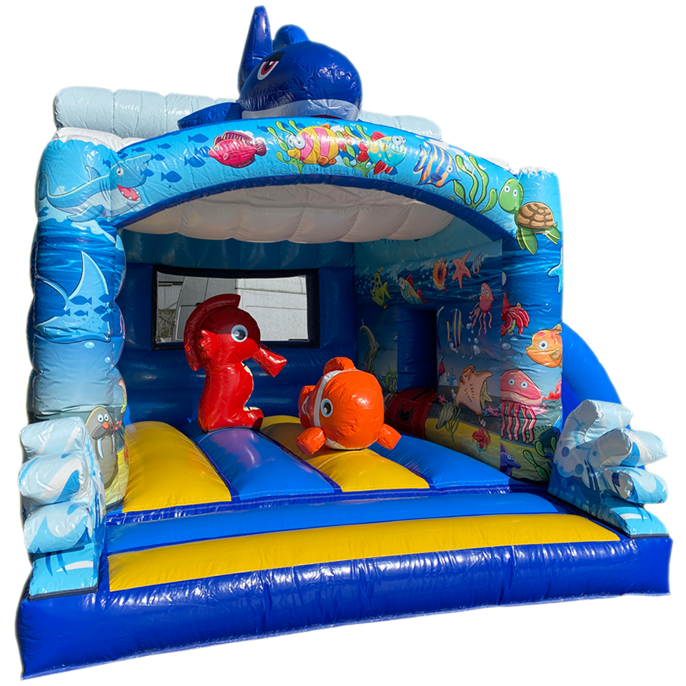 Aframe Midi Os Haai Op Golf Springkasteel Boing Inflatables