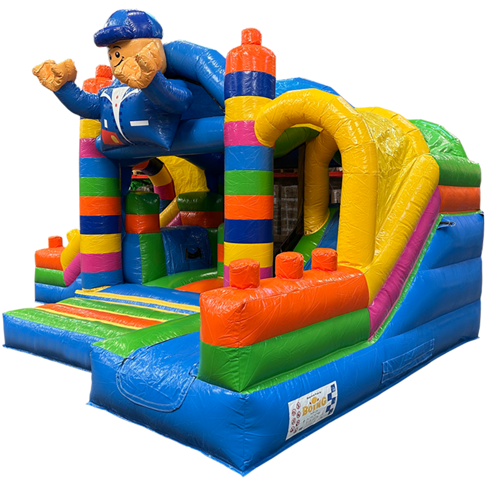 Springkasteel met 2 Glijbanen Gekleurde Blokjes