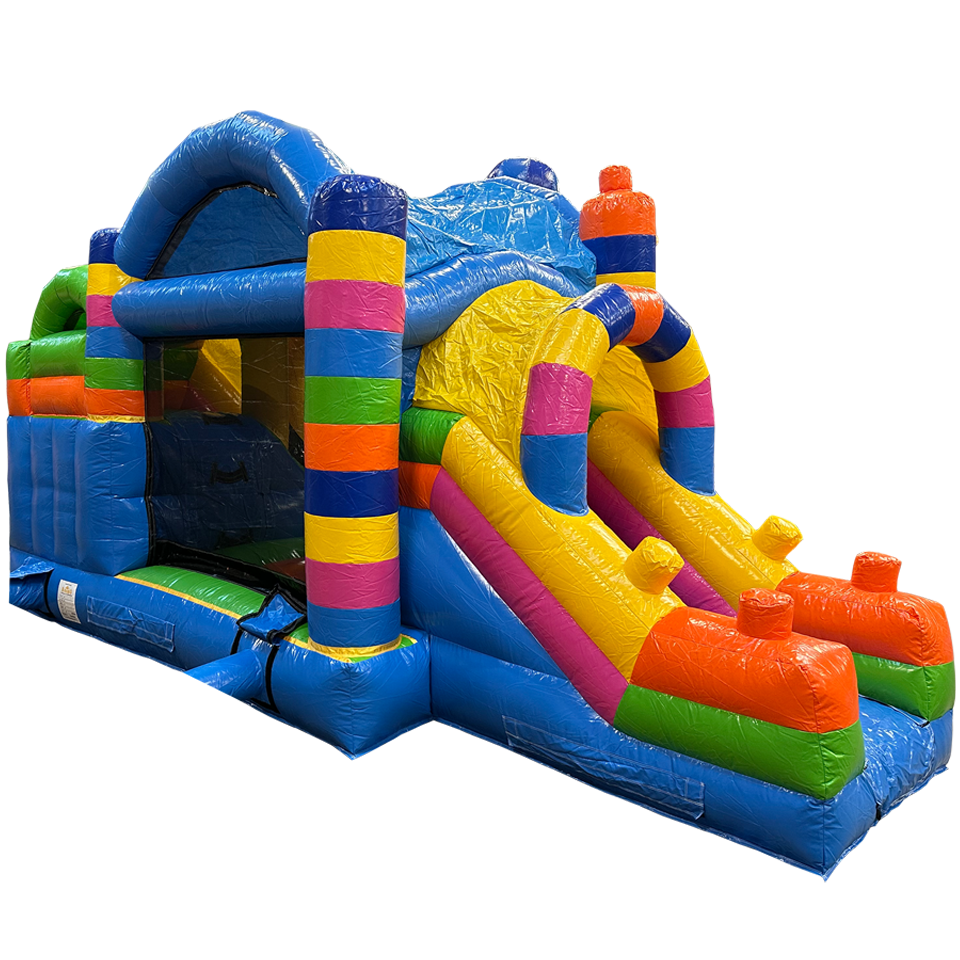 Springkasteel met 2 Glijbanen Gekleurde Blokjes