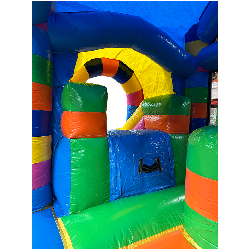 Springkasteel met 2 Glijbanen Gekleurde Blokjes