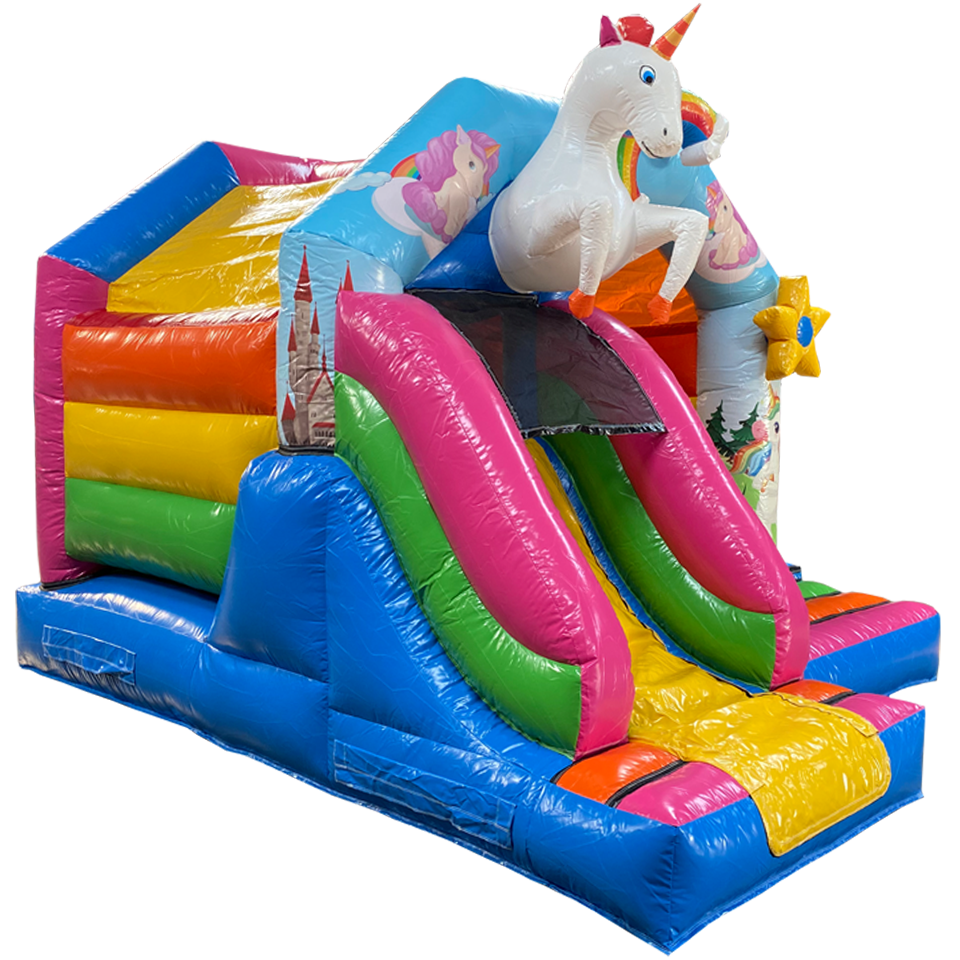 Combo Mini 3D Licorne Château Gonflable Côté