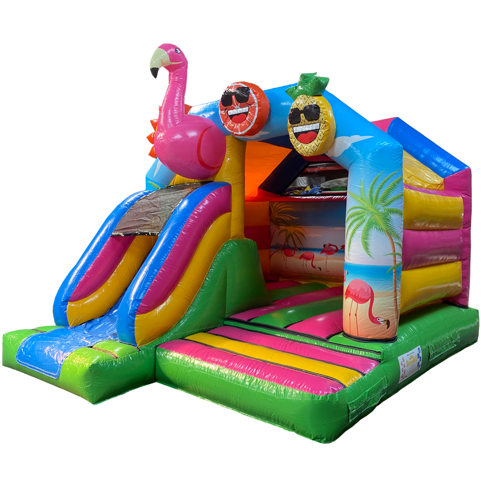 Combo Mini 3D Flamingo Springkasteel - Boing Inflatables