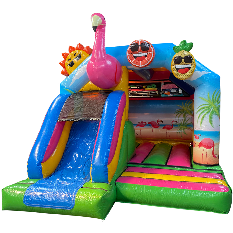 Combo Mini Château Gonflable 3D Flamingo