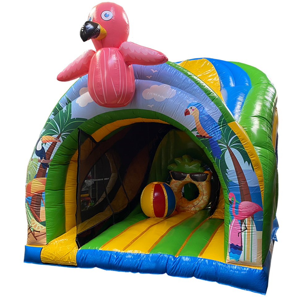 Fitt Curve Inflatable Curve Bounce N Slide Flamingo - Boing Inflatables