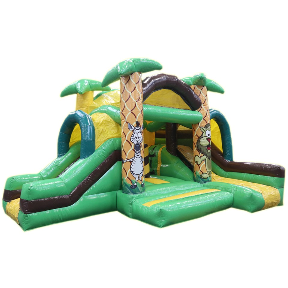 Springkasteel met 2 Glijbanen Jungle