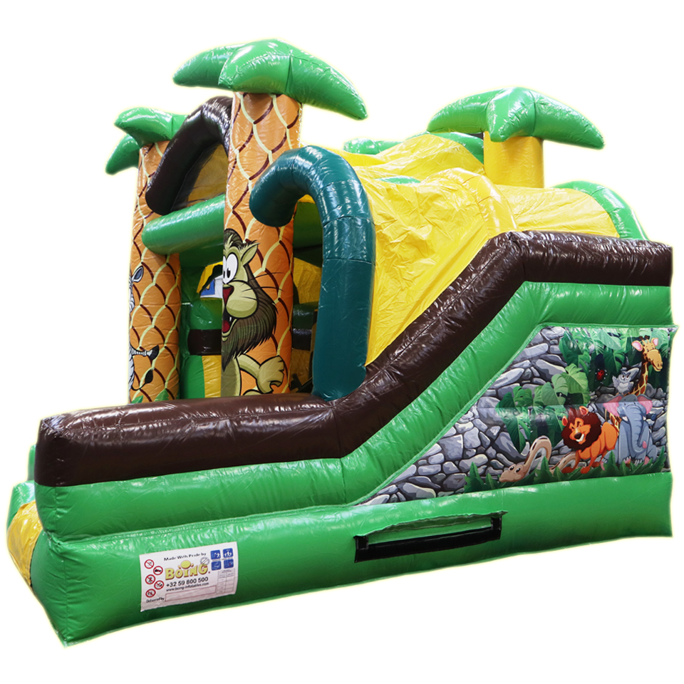 Springkasteel met 2 Glijbanen Jungle