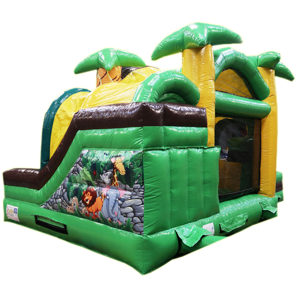 Springkasteel met 2 Glijbanen Jungle